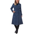 thumbnail image 2 of INSPIRE CHIC Faux Suede Trench Coat for Women's Notched Lapel Double Breasted Belted Long Sleeves Coats XL Navy Blue, 2 of 6