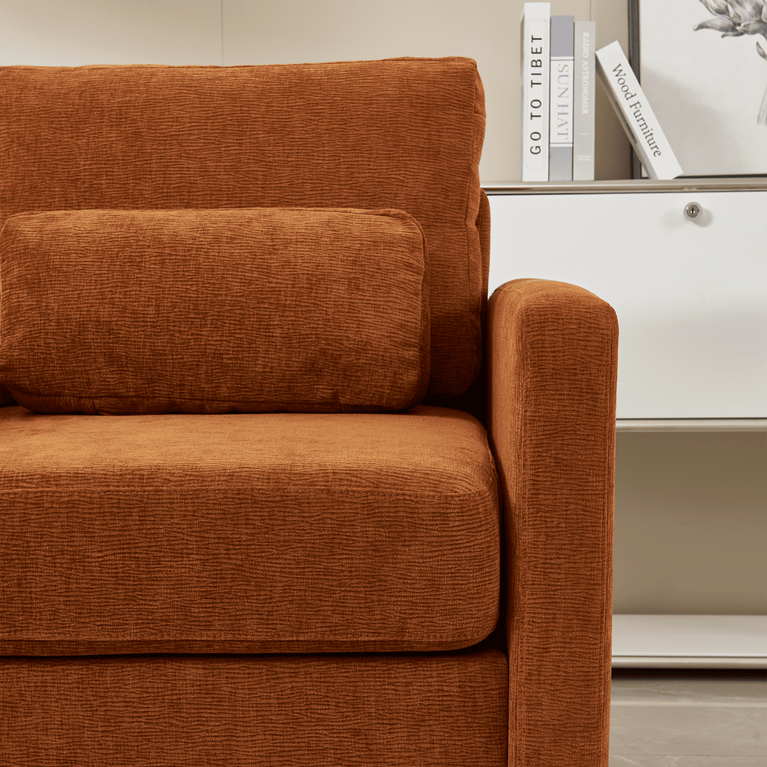 Gewnee Modern Chenille Accent Armchair - Upholstered with Solid Wood Frame, Ideal for Living Room, Bedroom, Office