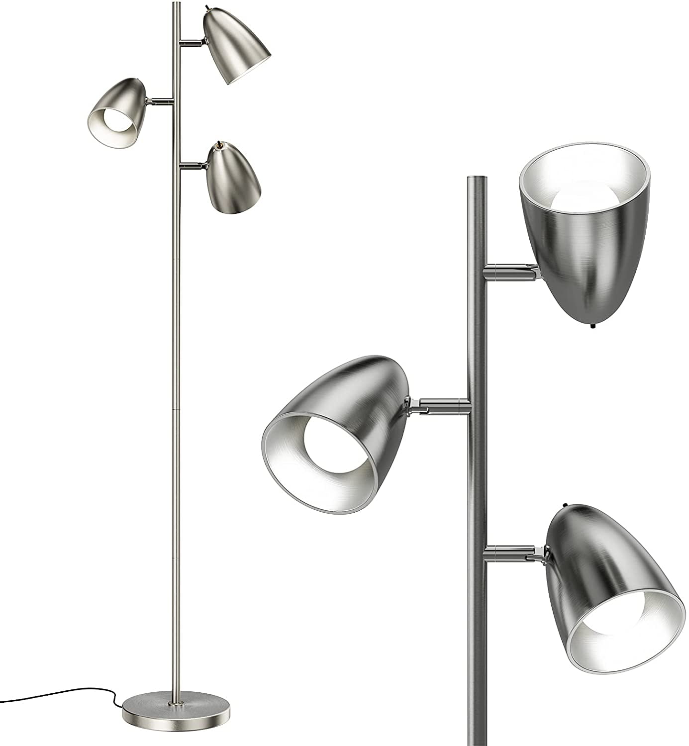 Modern Silver LED Adjustable Floor Lamp Light Home Office Decor Tall Stylish NEW