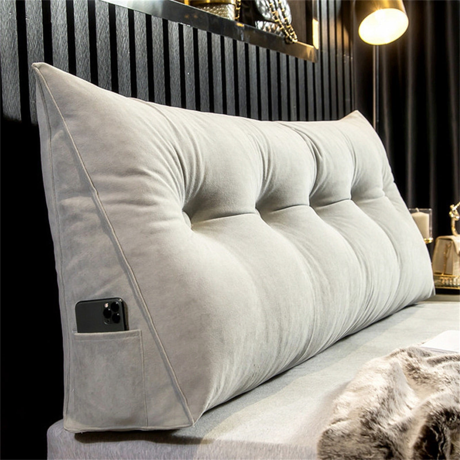 Headboard Pillow,Triangular Wedge Pillow Headboard,Wedge Headboard Pillow for Bed Sofa,Daybed Pillows for Sitting up,Reading or Working with Removable Cover,23.6*7.9*19.7Inch