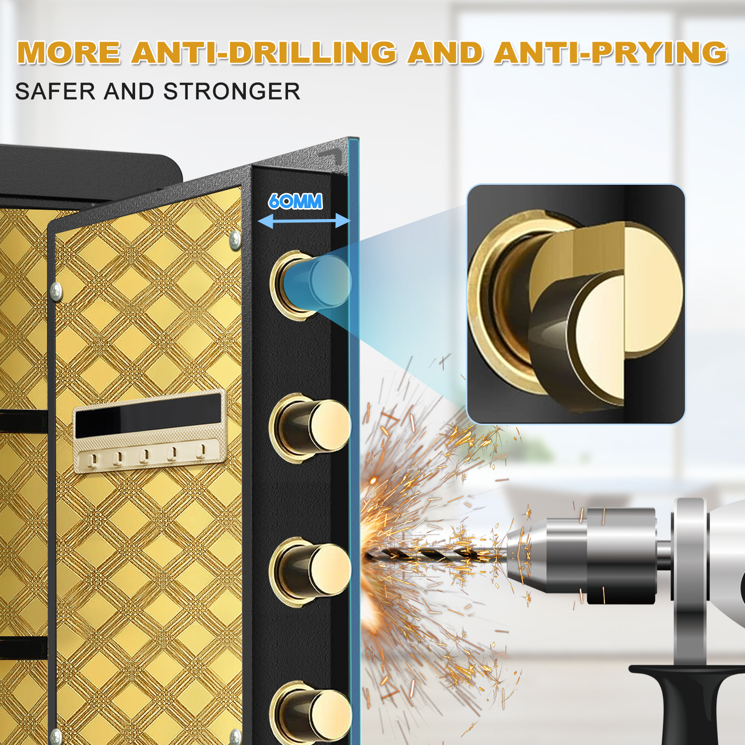 Kavey 2.1 Cub Safe Box Fireproof Waterproof, Home Safe with Dual Alarm System, LCD Digital Screen with Hidden Password Function, Fireproof Safe for Home Office Hotel