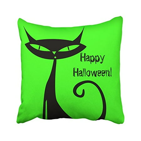 Winhome Vintage Happy Abstract Halloween Black Cat Green Polyester