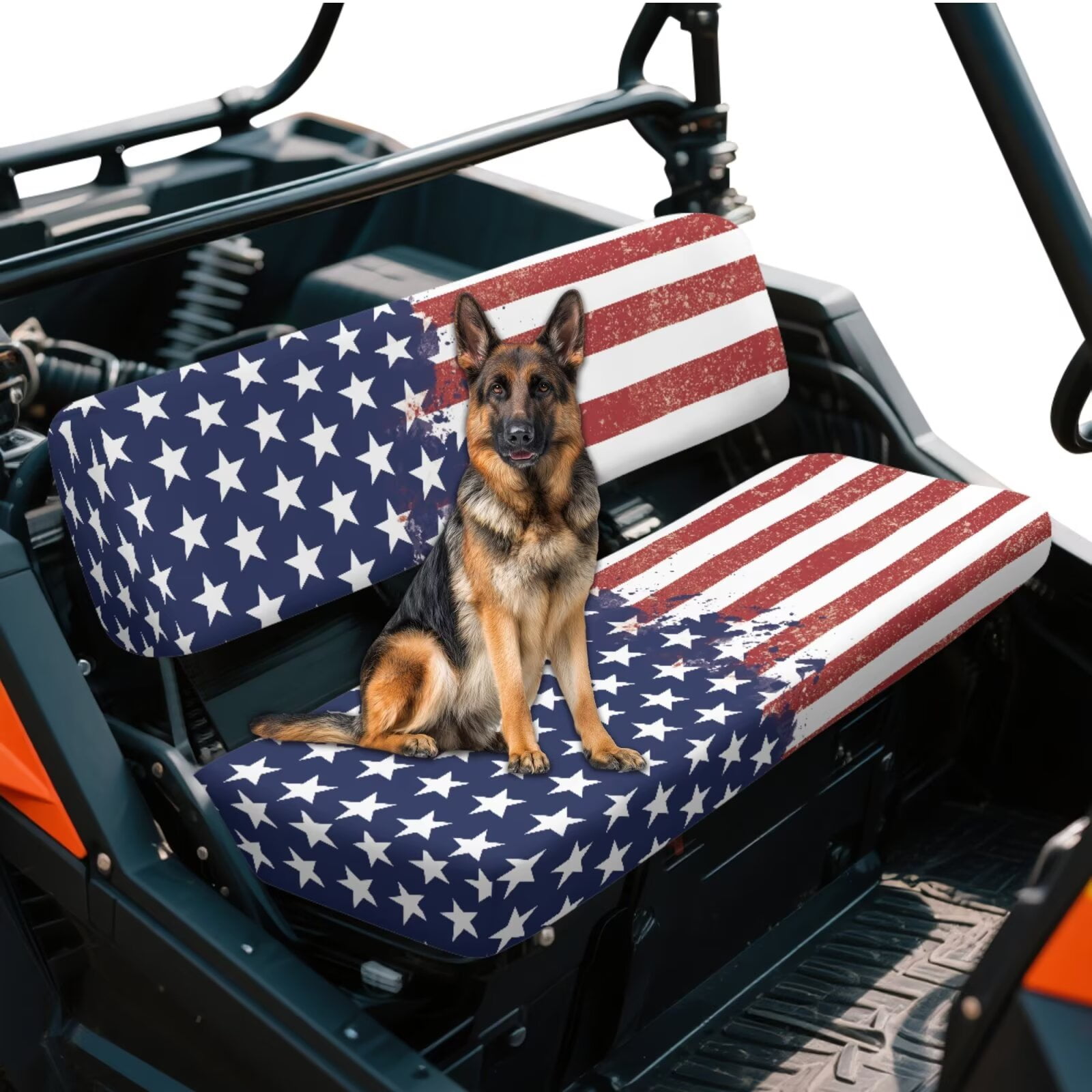 Uorisanigo UTV Seat Covers Set Universal American Flag Print Seat Pad Cover for Kawasaki Mule 4010 4x4 SE 2016-2018, UTV Bench Seats Cover Accessories, Breathable Padded Protector
