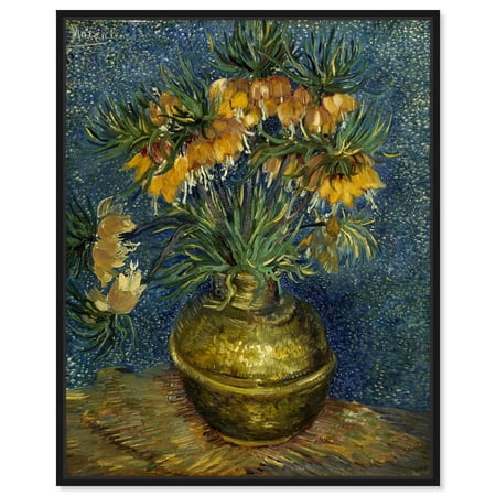 Vincent Van Gogh-Imperial Fritillaries Classic Fields And Floral Canvas Wall Art by Art Remedy  Black Floater Frame 36 x45