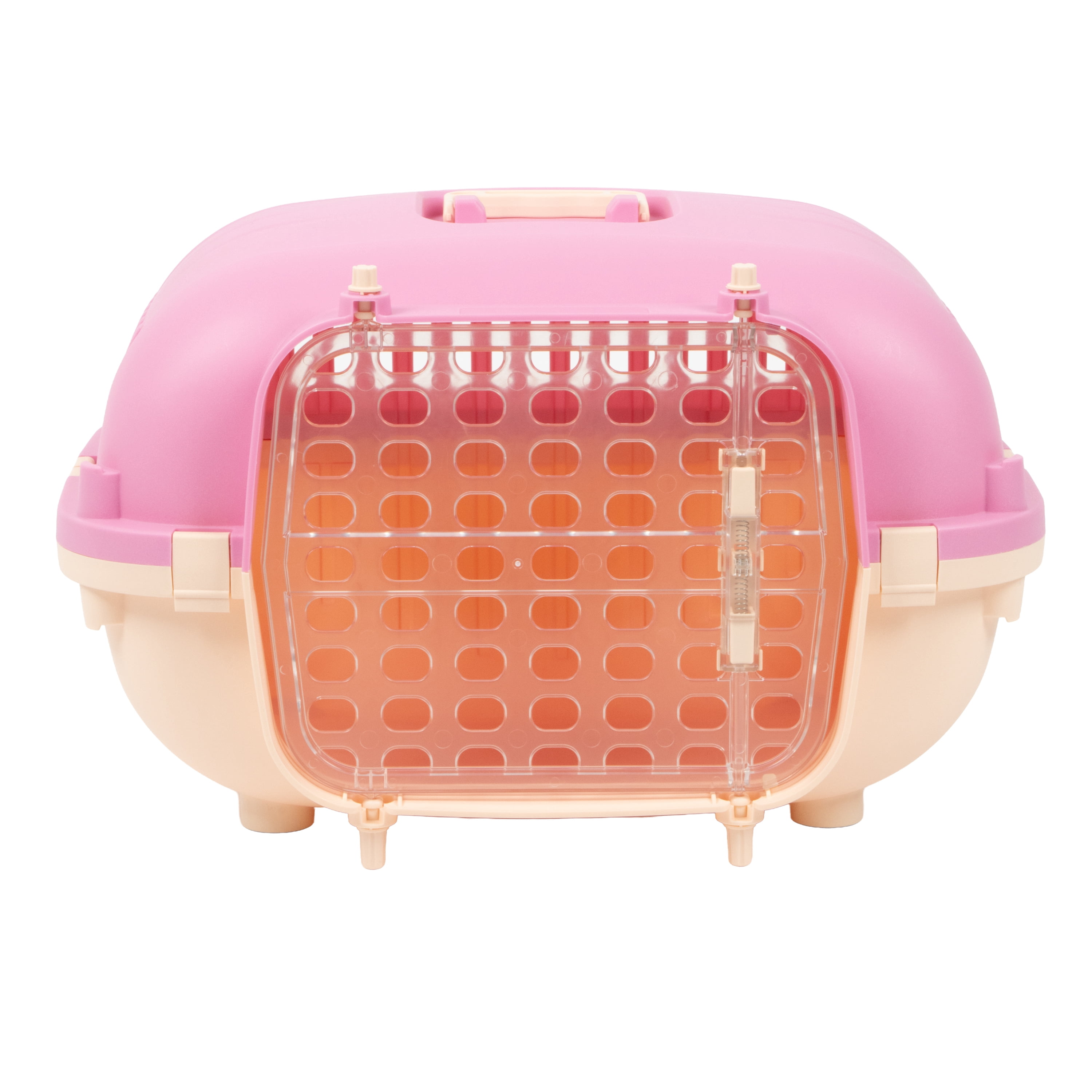 Kitty City 21" Oblong Durable Hard Sided Plastic Pet Kennel with Top Handle, Pink, 20 lb Limit