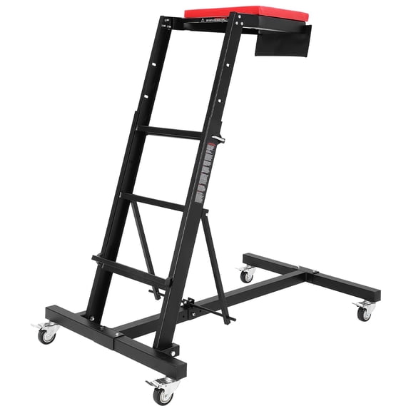 Foldable Topside Automotive Creeper, 45.7"-66.3" Adjustable Height 400lbs Capacity Engine Creeper with Padded Deck & Locking Swivel Casters for Garage Workshop Repair Maintenance, I-Base