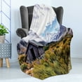 thumbnail image 4 of Landscape Soft Flannel Fleece Blanket, European Mountains Spring Season Flourishing Nature Green Themed Photography, Cozy Plush for Indoor and Outdoor Use, 60" x 80", Green and Grey, by Ambesonne, 4 of 5