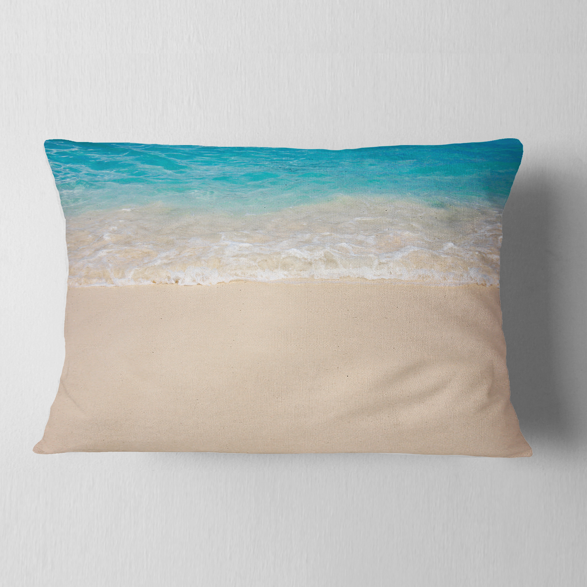 Designart 12" x 20" Blue Polyester Throw Pillow
