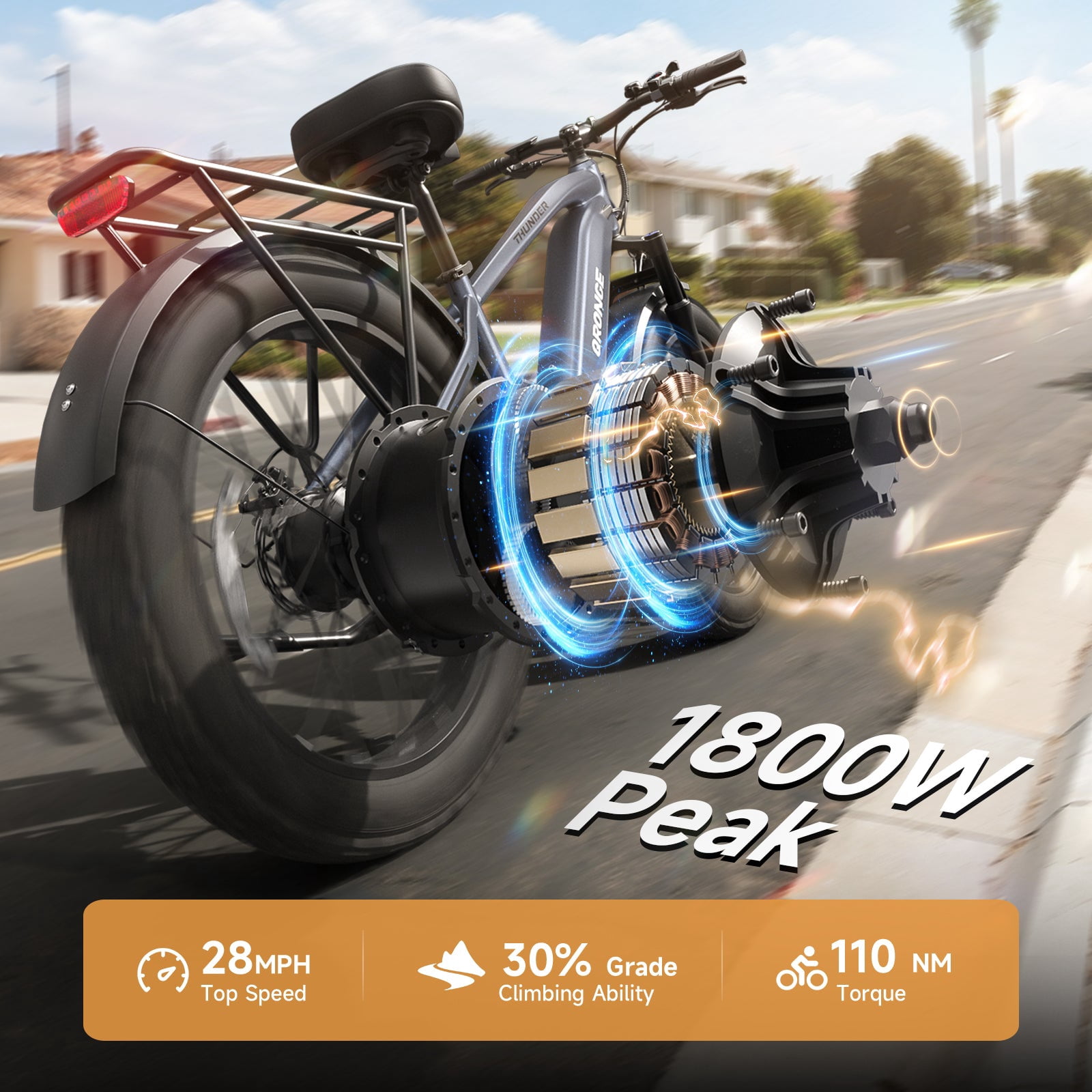 Qronge 26" Electric Bikes for Adults 1800W Peak 70Miles Max Range Fat Tire Ebike 28 mph Top Speed 48V 15AH Battery E-Mountain Bikes, UL2849 by SGS
