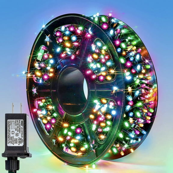 Aship 82ft 1000 Multicolor Christmas String Lights, Waterproof Outdoor Christmas String Lights with 8 Modes, Twinkle LED String Lights for Tree Party Decoration