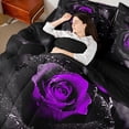 thumbnail image 4 of Castle Fairy Girls Purple Rose Twin Bedding Sets,Chic Floral Bedding Comforter Set, 4 of 8