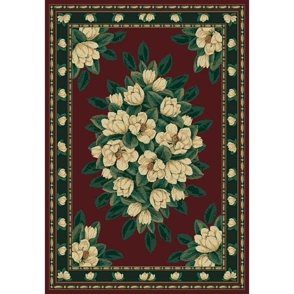Designer Home Urban Area Rug 040-37034 Magnolia Burgundy Floral Magnolias 1' 10" x 3' Rectangle