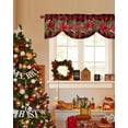 thumbnail image 4 of Christmas Red Plaid Tie Up Valances Curtain, Poinsettia Leaf Winter Floral Adjustable Rod Pocket Short Window Treatment Tie Up Curtains Valances for Kitchen Living Room Bathroom 60x18 Inches, 4 of 9