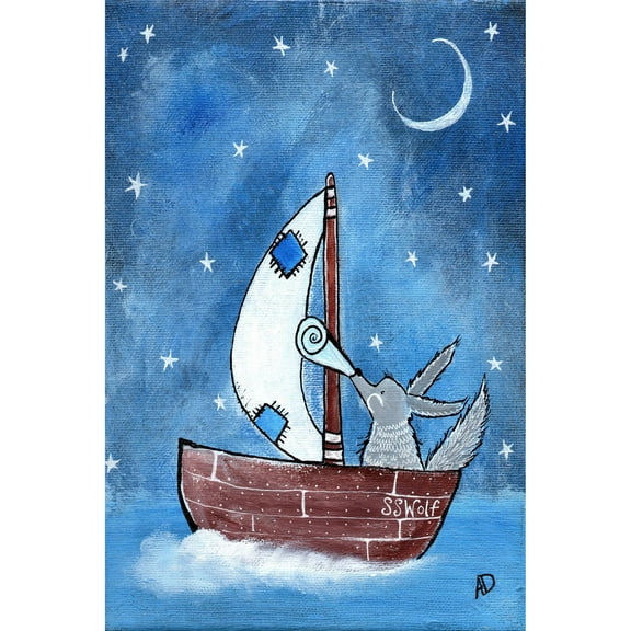 "Bad Wolf's Boat" Painting Print on Wrapped Canvas