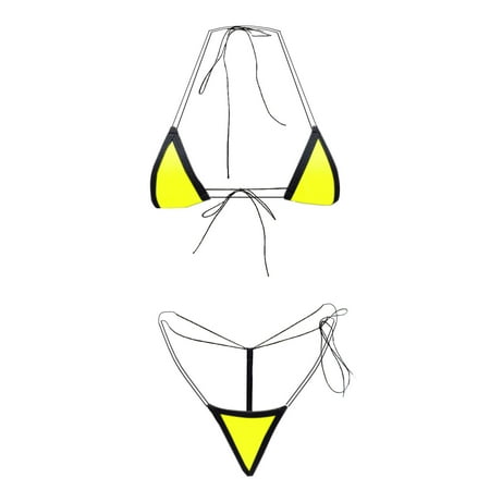 BSDJILFG Bikinis for Women Two-Piece Swimwear Bikini Top Halter Neck Backless Swimsuit Tops and Thongs Underwear Swimwear Beachwear Clearance