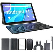 Tablet 2 in 1 Android 11 Tablets with Keyboard 10 inch Tabletas Include Mouse Stylus Tempered Film 6000mAh Tablet 2GB RAM 32GB ROM 512GB Expandable Tableta, 8MP Dual Camera, WiFi BT Google Tablet PC.