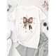 thumbnail image 3 of Creative Bow Pattern Printed Women'S Trendy Round Neck Short Sleeve, Simple Casual Sports T-Shirt, Comfortable Summer Top for Holidays., 3 of 8