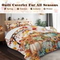 thumbnail image 5 of Sleepwish 3 Pieces Quilt Set Full/Queen Size, Colorful Pumpkin Fall Leaves Flower Bedding Set Lightweight Bedspreads Bed Cover, 5 of 8
