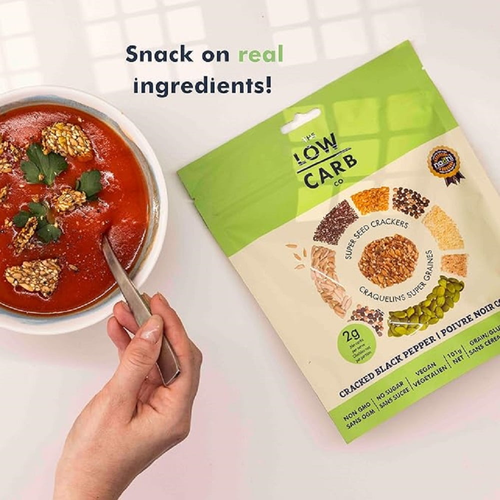 Super Seed Crackers, Gluten Free & Keto Friendly Healthy Snacks, Vegan, Zero Sugar, Paleo & Diabetic Friendly, Nut Free, 20g High Protein, 18g High Fiber, 3.56oz Each, 3-pack, Cracked Black Pepper