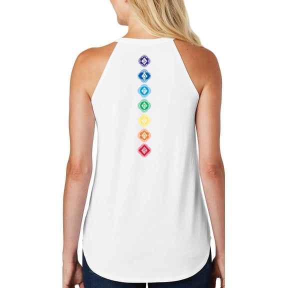 Women's 7 Diamond Chakras Yoga Tank Top (back print), Extra Small White
