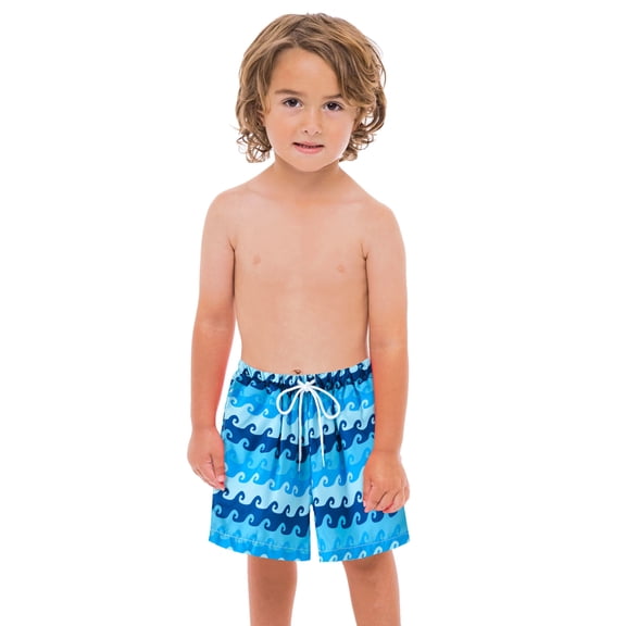 Baby Swimsuit Boy Toddler Boys Cartoon Print Swim Trunks with Drawstring Baby Boy Bathing Suit Blue 2-3 Years