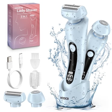 HOOICB Electric Shaver for Women, 2-in-1 Rechargeable Electric Razors for Women with Precision Trimmer Head, Painless Shaving, Wet Dry Use Bikini Trimmer