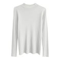 thumbnail image 4 of White Young Adult Tops Autumn and Winter Cardigan Women's New Half High Round Neck Hollow Knitted Top Loose Bottoming Shirt Plus Size Tops for Women, 4 of 4