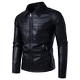 thumbnail image 3 of Men's PU Leather Jacket with Shoulder Padding, Collared Motorcycle Coat, Stylish and Durable Outerwear for Everyday Use, 3 of 17
