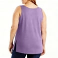 thumbnail image 4 of CHGBMOK Women Tank Top Crew Neck Sleeveless Tank Solid Casual Workout Top Loose Plus Size Side Spilt, 4 of 7