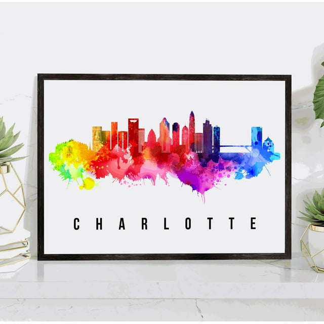 Pera Print Charlotte Skyline North Carolina Poster, Charlotte Cityscape