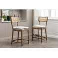 thumbnail image 3 of Dayalane 26" Rattan Back Counter Height Bar Stools Set of 2, Mid Century Wooden Kitchen Island Chairs with Footrest and Removable Cushion, Modern Tall Barstools for Restaurant Bar, Light Brown, 3 of 11