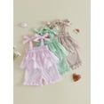 thumbnail image 3 of BemeyourBBs Toddler Baby Girl Summer Clothes Cute Infan Baby Girls Summer 2 Piece Outfit 6 12 18 24 Months 2 3 4 Years Strap Tie-up Striped Layered Camisole TankTop with Shorts Set, 3 of 9