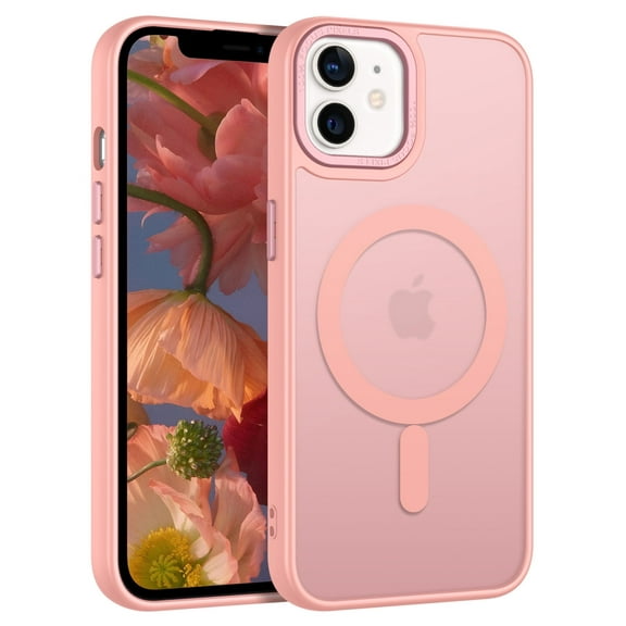 YINLAI iPhone 12/12 Pro Case Compatible with Mag-safe,Translucent Matte Slim Fit Shockproof Protective Case for iPhone 12/12 Pro,Pink