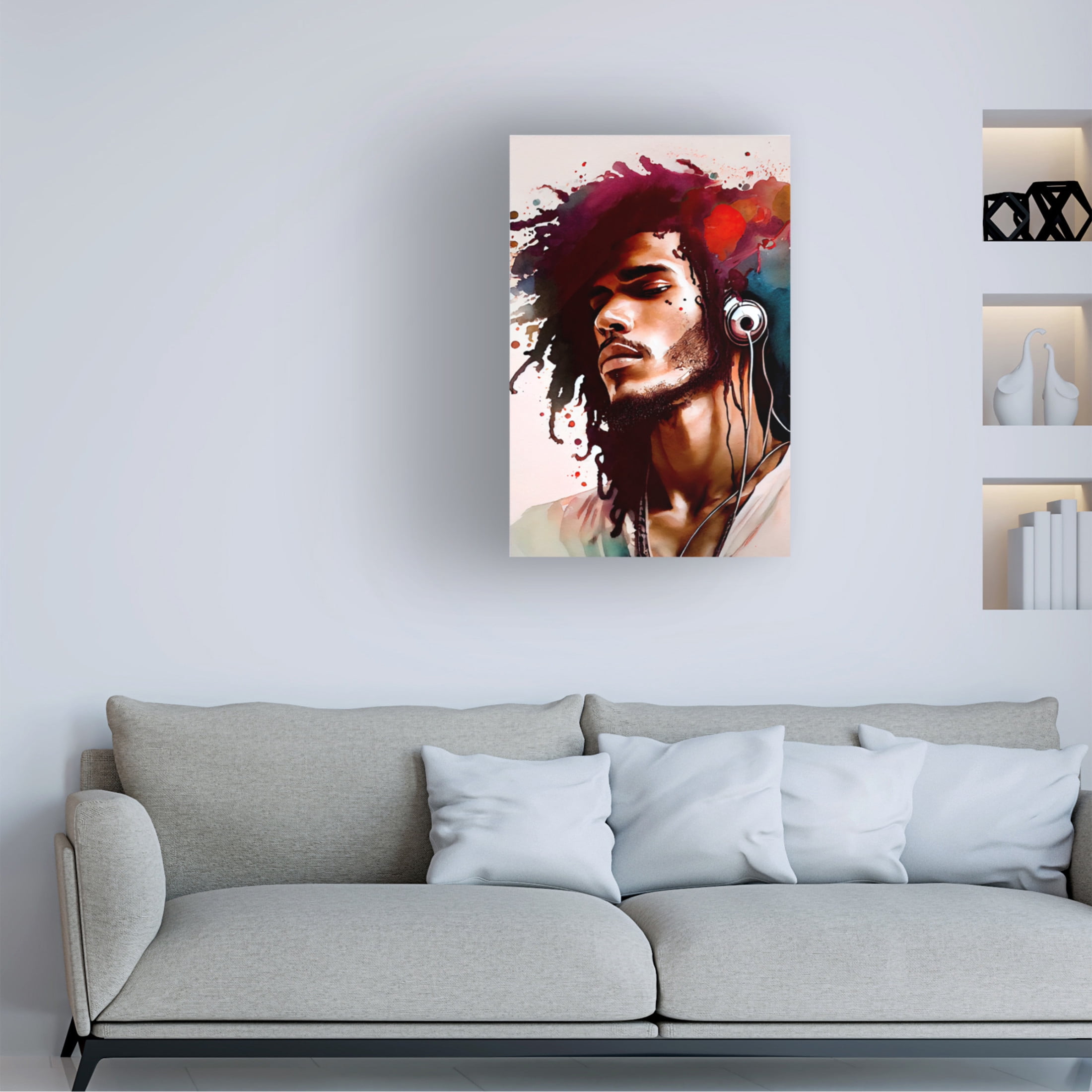 Canvas Wall Art - Sasha 'Music Man III' Wall Art for Living Room, Bedroom, or Office Décor by Trademark Fine Art - 30 x 47 Inches