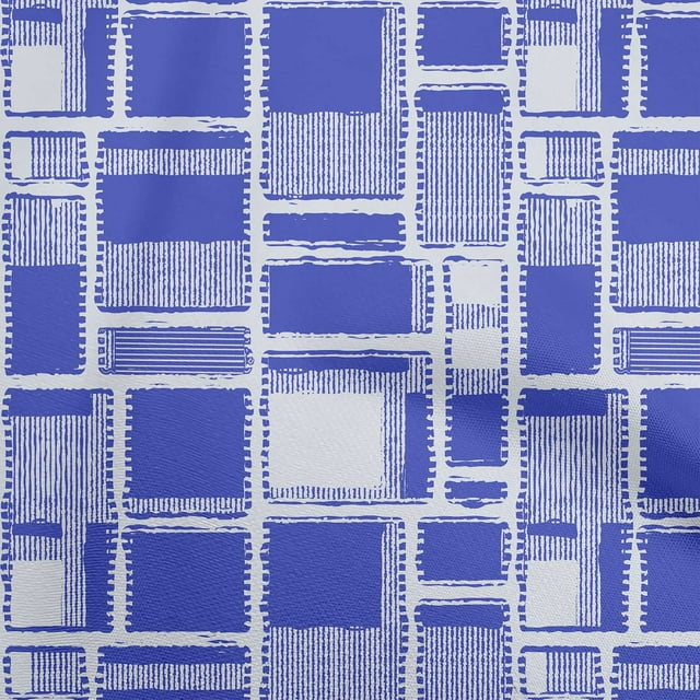 oneOone Cotton Poplin Blue Fabric Geometrical Craft Projects Decor Fabric Printed By The Yard 42 Inch Wide