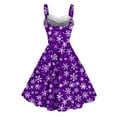 thumbnail image 3 of Christmas Dresses for Women Suspender Snowflake Print Vintage Dress Sleeveless Round Neck Dress, 3 of 3