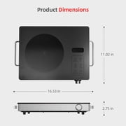 1800W Portable Ceramic Infrared Hot Plate,Stainless Steel Induction Cooker With Double Ring Heating Dual Control 10 Power 3H Timer Electric Cooktop For Cooking
