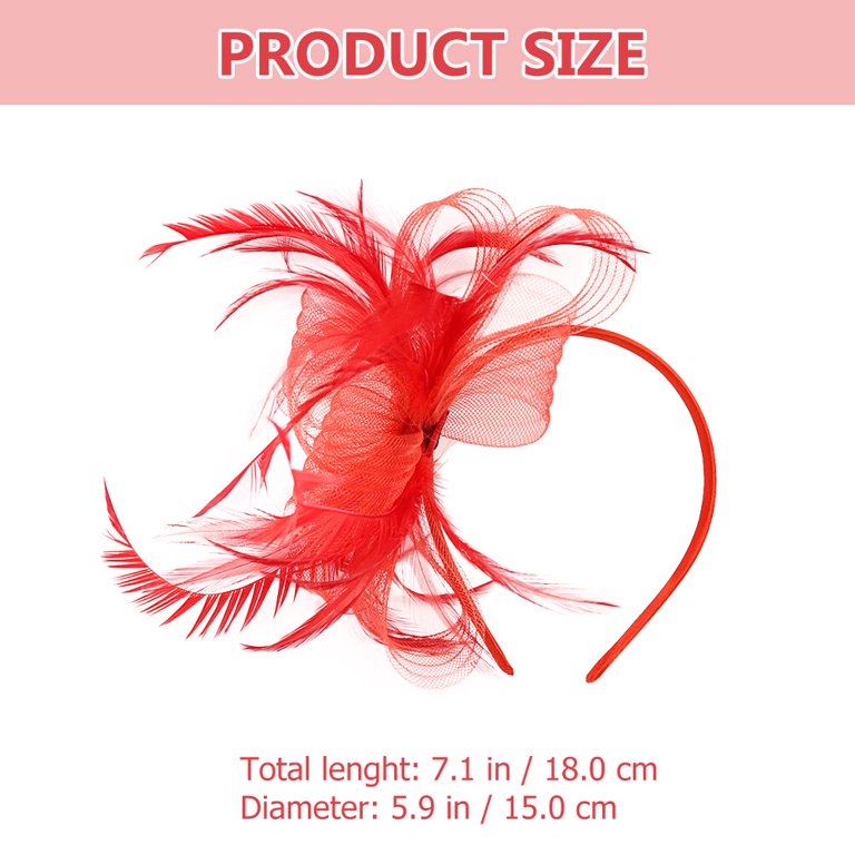 CTIRCHIU Red Veil Fascinator Hair Clip and Headband for  display picture 2