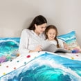 thumbnail image 4 of Manfei Cartoon Magical Beach Wave Seashell Starfish Twin Comforter Sets for Kids Boys and Girls, Coastal Ocean Print Bedding Set, Polka Dots Reversible 2-Piece, 1 Comforter and 1 Pillowcase, 4 of 6