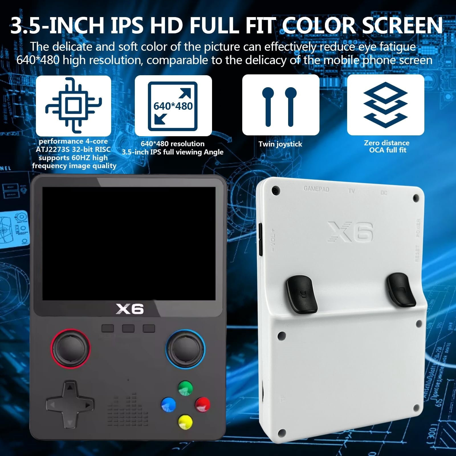 Handheld Game Console with 32G TF Card, White/Black, 150 grams