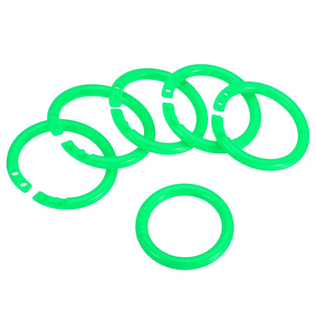 Unique Bargains 1.1' OD 0.8' ID Loose Leaf Rings Binder Ring Plastic for Book DIY Scrapbook Notebook, Green 100 Pack