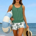 thumbnail image 2 of Busydd Tankini Swimsuits for Women with Built in Bra Fashion Print 2 Piece Swimsuit for Women Round Neck Sleeveless Ribbed Tops and Shorts Swimwear for Beach M, 2 of 7