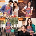 thumbnail image 4 of Pioneer Flower Floral Print Pattern Apron for Women and Men, Cotton Linen Waterproof with Pockets, Adjustable, 33x27 Inch for Kitchen, Gardening, BBQ, Salon, 4 of 6