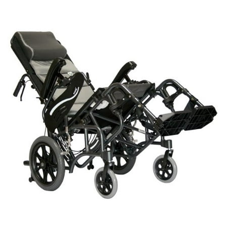 Karman Healthcare VIP-515-TP-18 Foldable Tilt in Space, Diamond Black, 14 Inches Rear Wheels and 18 Inches Seat Width