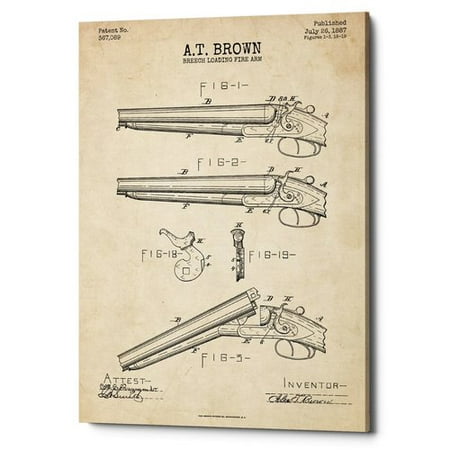 Williston Forge 'Shotgun Blueprint Patent Parchment' Print on Wrapped Canvas in