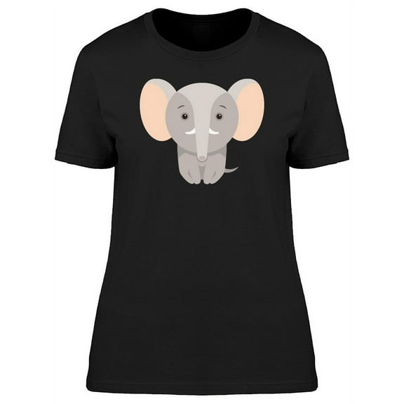 Cute Cartoon Baby Elephant T-Shirt Women -Image by Shutterstock, Female XX-Large