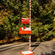 Zaer Ltd. 6ft. Tall Red Decorative Candy Cane, North Pole, Santa Christmas Mailbox with Hanging Sign