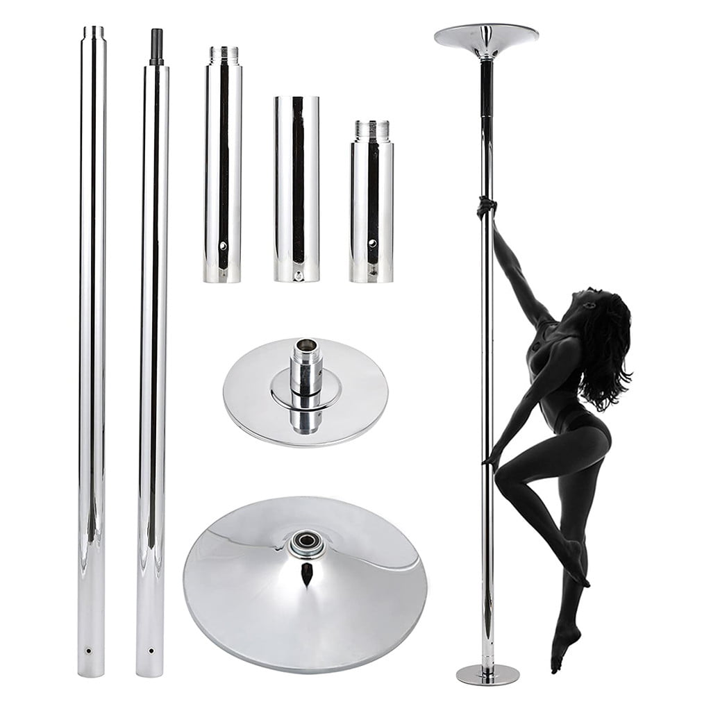 Reinforce Dance Pole Static Spinning Chrome Finish Stripper No Drilling Required 