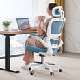thumbnail image 1 of Silla de oficina TRALT, escritorio ergonómico, 150 kg, con ruedas, color azul cielo, 1 of 9