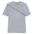thumbnail image 3 of Blusa de manga corta con cuello redondo de color sólido con cremallera de verano de moda informal para mujer Pompotops hkajfhjk469281, 3 of 5